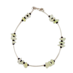 Srebrna bransoletka z jadeitem i onyksami - 19 cm