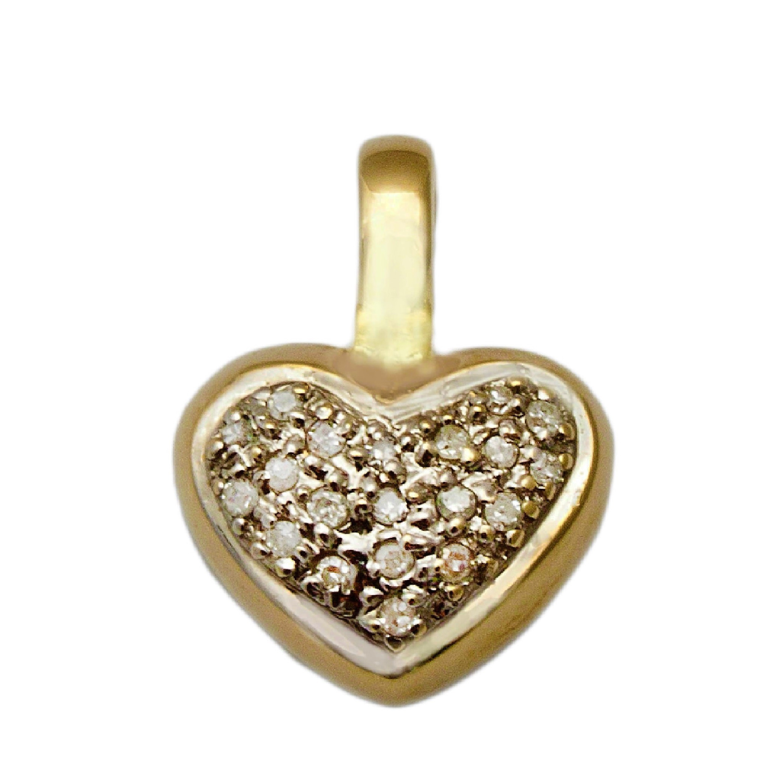 Złota zawieszka serce z brylantami - 0,10 CT