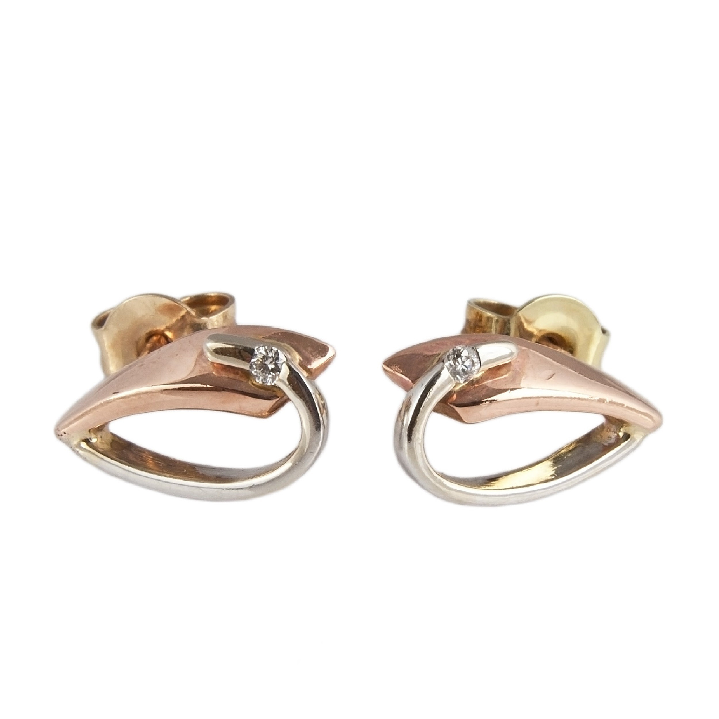 Złote kolczyki z brylantami - 0,03 ct