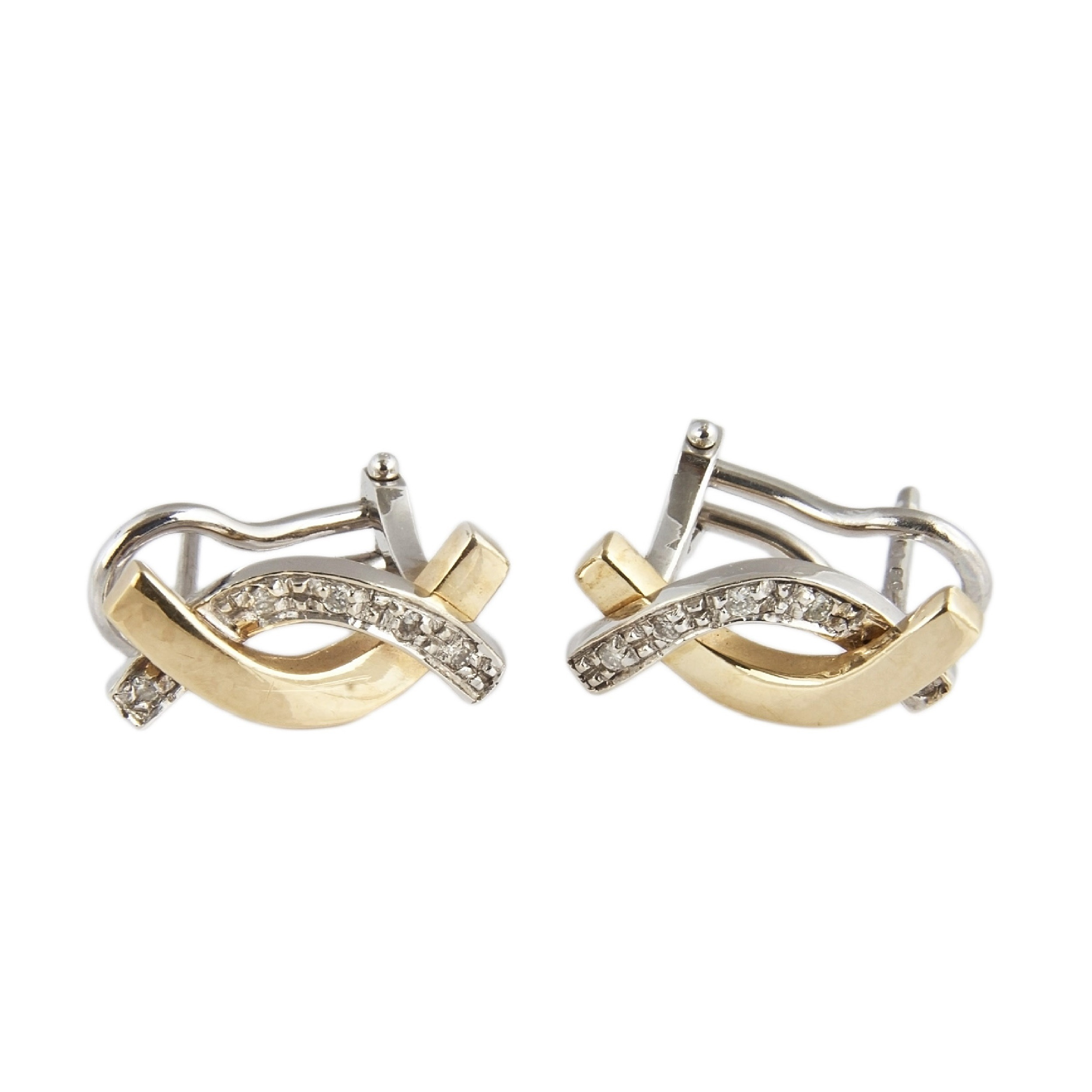 Złote kolczyki z brylantami - 0,09 ct