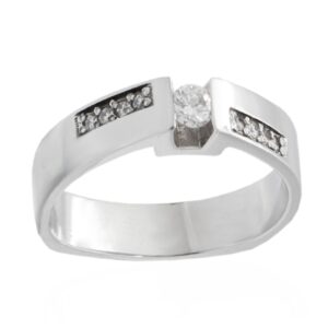 Złoty zaręczynowy pierścionek z brylantami 0,13 ct + 0,05 ct