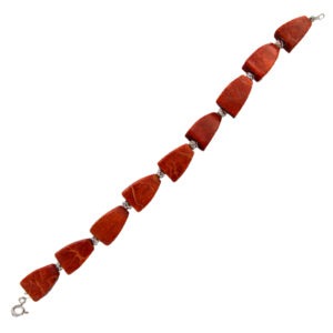 Okazała bransoletka z koralowcem i srebrnymi kulkami - 22 cm