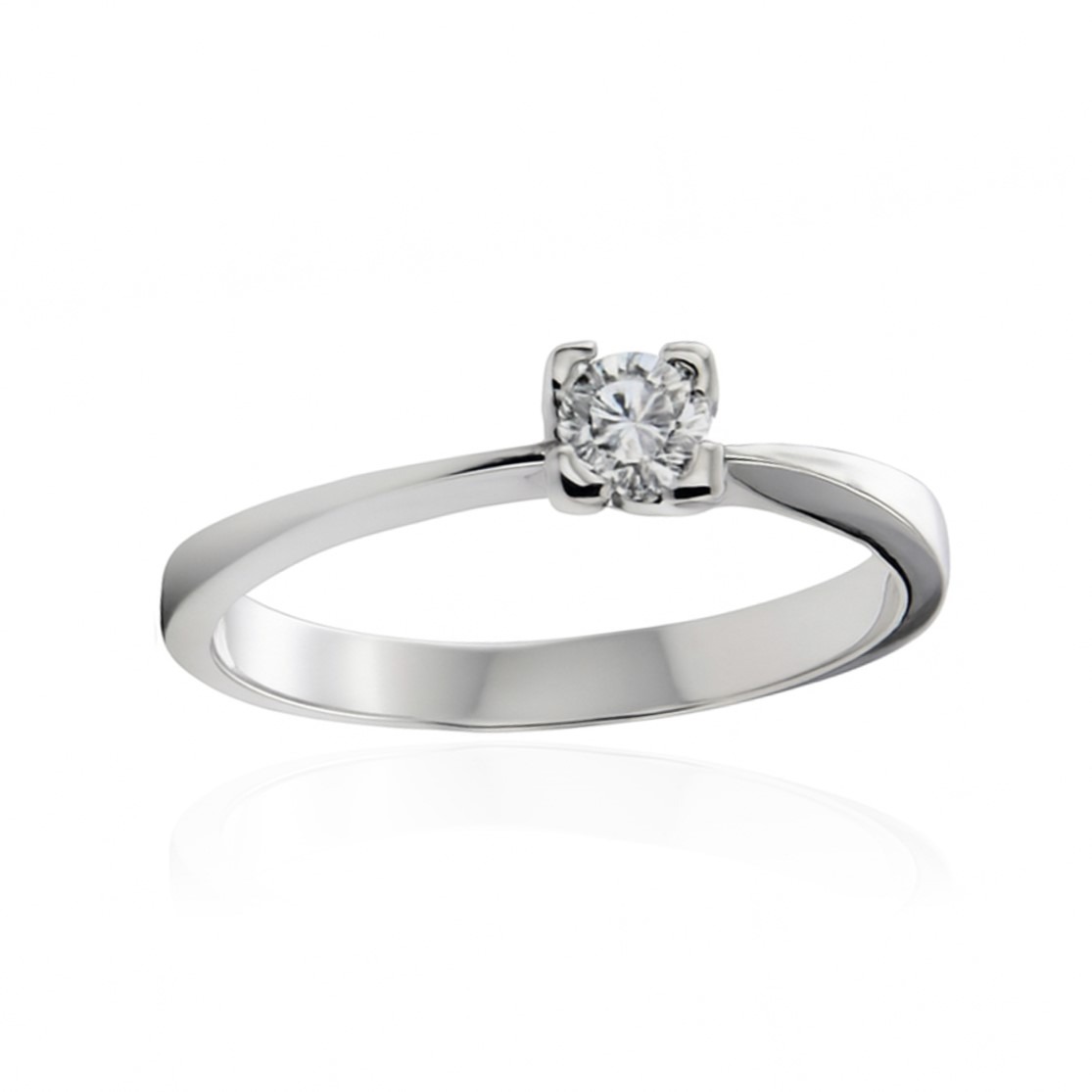 Złoty pierścionek z brylantem 0,18 ct